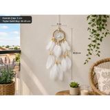 Bohem Mini Düş Kapanı Duvar Süsü – El Yapımı Beyaz Tüylü Dream Catcher
