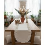 Bohem Oval Ham Keten RUNNER(45X100) - 45 x 110 cm - Krem