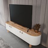 Bohem Oval TV Sehpası Ceviz Beyaz