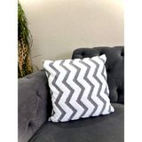 Bohem Özel Tasarım Punch Panç Desen Astarı Kalın Dekoratif Kırlent Kılıfı 43 x 43 cm - Beyaz - Gri