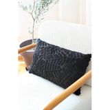 Bohem Özel Tasarım Punch Panç Desen Dekoratif Dikdörtgen Kırlent Kılıfı 28X50 Cm Forest Siyah