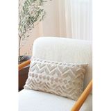 Bohem Özel Tasarım Punch Panç Desen Dekoratif Dikdörtgen Kırlent Kılıfı 28X50 Cm Letta Natural