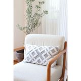 Bohem Özel Tasarım Punch Panç Desen Dekoratif Dikdörtgen Kırlent Kılıfı 28X50 Cm Mila Gri