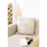 Bohem Özel Tasarım Punch Panç Desen Kare Dekoratif Kırlent Kılıfı 43X43 Cm Boho Bej