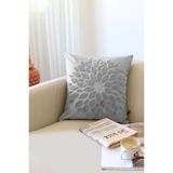 Bohem Özel Tasarım Punch Panç Desen Kare Dekoratif Kırlent Kılıfı 43x43 cm Flower Gri