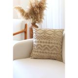 Bohem Özel Tasarım Punch Panç Desen Kare Dekoratif Kırlent Kılıfı 43x43 cm Letta Natural