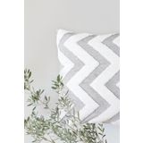 Bohem Özel Tasarım Punch Panç Desen Kare Dekoratif Kırlent Kılıfı 43X43 Cm Line Gri