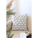 Bohem Özel Tasarım Punch Panç Desen Kare Dekoratif Kırlent Kılıfı 43x43 cm Point Gri Jakar Desenli 30% Pamuk 70% Micro Polyester