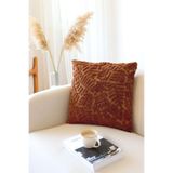 Bohem Özel Tasarım Punch Panç Desen Kare Dekoratif Kırlent Kılıfı 50X50 Cm Forest Taba