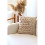 Bohem Özel Tasarım Punch Panç Desen Kare Dekoratif Kırlent Kılıfı 50X50 Cm Letta Natural
