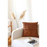 Bohem Özel Tasarım Punch Panç Desen Kare Dekoratif Kırlent Kılıfı 50X50 Cm Letta Taba
