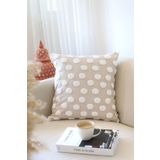 Bohem Özel Tasarım Punch Panç Desen Kare Dekoratif Kırlent Kılıfı 50X50 Cm Point Bej