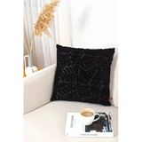 Bohem Özel Tasarım Punch Panç Desen Kare Dekoratif Kırlent Kılıfı 55X55 Cm Forest Siyah