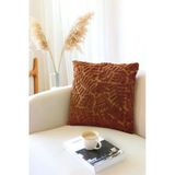 Bohem Özel Tasarım Punch Panç Desen Kare Dekoratif Kırlent Kılıfı 55X55 Cm Forest Taba