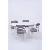 Bohem Polo Lak Panel Yemek Masa Sandalye Takımı 90X170 - Beyaz Mermer - 90*170