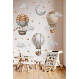 Bohem Retro Balonlar Ve Yıldızlar Çocuk Bebek Odası Kreş Anaokulu Süsleme Sticker Seti Mat Yüzey Dijital Baskı