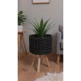 Bohem studio Siyah Ayaklı Örgü Saksı – Bohem Dekoratif Çiçeklik- 20 cm çap