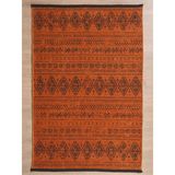 Bohem Tarz Dekoratif Pamuk Taban Şönil Kilim Terra Renk Halı