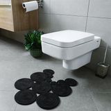 Bohem Tarz Jüt Klozet Önü Paspası - Doğal Jüt, Yıkanabilir ve Dayanıklı Halı, Şık ve Dekoratif Banyo Matı (Siyah)