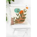 Bohem Tarzı Punch Nakışlı Kırlent Kılıfı 45x45 Cm, Beyaz Kumaş, Dekoratif Yastık Kılıfı Karışık/Çok Renkli
