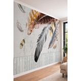 Bohem Tüy Detaylı ve Panel Görünümlü - Modern Sanat Temalı Tek Parça Tekstil Duvar Kağıdı, 280 x 280