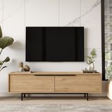 Bohem Tv Ünitesi 160CM Tv Sehpası Metal Ayaklı Sepet Boh1-S - Kahverengi