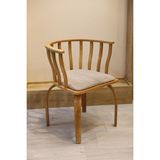 Bohem Yemek Masası Sandalyesi – 71X57 Cm, Kayın Ağacı, Krem Teddy Kumaş, Şık ve Konforlu Oturum