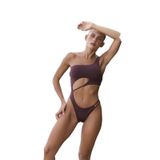 BOHEMAİ Donnalee Asimetrik Tek Omuz Bordo Mayokini, s