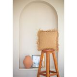 Bohemart Boho Yastık Rafya Kare Elişi Kırlent Dolgulu Tasarım - 45 x 45 cm - Kahverengi