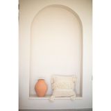 Bohemart Morocco Yastık Dokuma Punch Elişi Keten Kırlent Dolgulu Tasarım - 50 x 50 cm - Krem