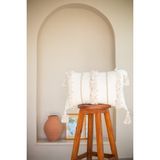Bohemart Morocco Yastık Punch Kbksapk Elişi Keten Kırlent Dolgulu Tasarım - 60 x 40 cm - Kırık Beyaz
