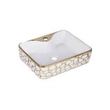Boheme Marble 48CM Beyaz Altın Çanak Lavabo Şık Tasarım