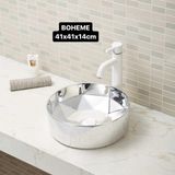 Boheme Mars Gümüş Renk Seramik Lavabo Şık Tasarım 41CM