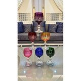 Bohemia Kristal Ayaklı Renkli Kesme El Işi Kahve Yanı Su Bardağı - 200 ml