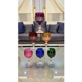 Bohemia Kristal Ayaklı Renkli Kesme El İşi Kahve Yanı Su Bardağı