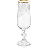 Bohemia Kristal Cam Şampanya Kadehi, Desenli Altın Yaldız, 17 cm - Çok Renkli