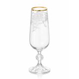 Bohemia Kristal Cam Şampanya Kadehi, Desenli Altın Yaldız, 17 cm