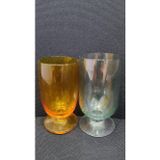 Bohemia Kristal El Boyama Renkli Cam Kadeh Seti, 9,5cm ve 10,5cm, 2 Adet, Turuncu ve Yeşil