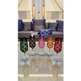 Bohemia Kristal Petek Kesme El İşi Renkli Kahve Yanı Su Bardağı