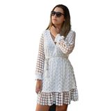 Bohemian Beyaz Dantel Şık Mini Elbise beyaz S/M