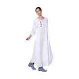 Bohemian Beyaz Uzun Kollu Organik Uzun Elbise Beyaz 2XL