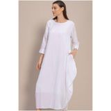 Bohemian Beyaz Uzun Kollu Volanlı Elbise Beyaz L/XL