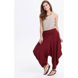 Bohemian Drape Bel Detaylı Dökümlü Bordo Şalvar Pantolon - S - Kırmızı