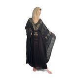 Bohemian Fıransız Tasarım Gold İşlemeli Siyah Abiye Elbise Kaftan Abaya siyah Standart