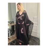 Bohemian Fıransız Tasarım İşlemeli Siyah Abiye Elbise Kaftan Abaya siyah Standart