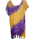 Bohemian Kadın Batik Desen Kloş Plaj Elbisesi Mor Standart