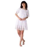 Bohemian Kadın Beyaz Madonna Yaka Brodeli Romantik Naturel Elbise Beyaz Standart