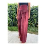 Bohemian Kadın Bordo Bele Oturan Dökümlü Ipek Şalvar Pantolon Bordo Standart