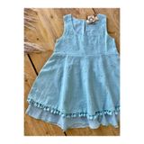 Bohemian Kız Çocuk Ponponlu Yeşil Elbise Mint 2-4 Yaş