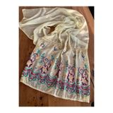 Bohemian Sarı Çok Renkli Nakışlı Vintage Dantel Ve Taş Işleme Pamuk Şal 1606094 Sarı 70 x 180